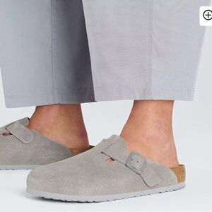 Birkenstock Light Gray Suede Men's Slip-Ons
